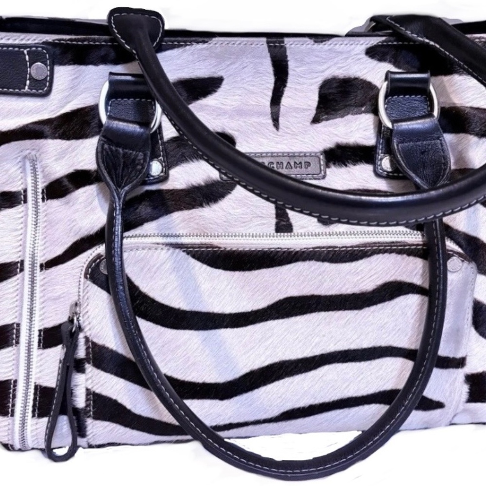 LONGCHAMP Leather purse Zebra Pony HairLimited edition Retail $1K EUC-FINAL $